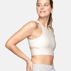 Outdoor Voices | Slashback Crop Top, Oatmeal | size M